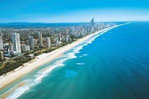Australia, Sea, Beach, Gold Coast, Skyscraper