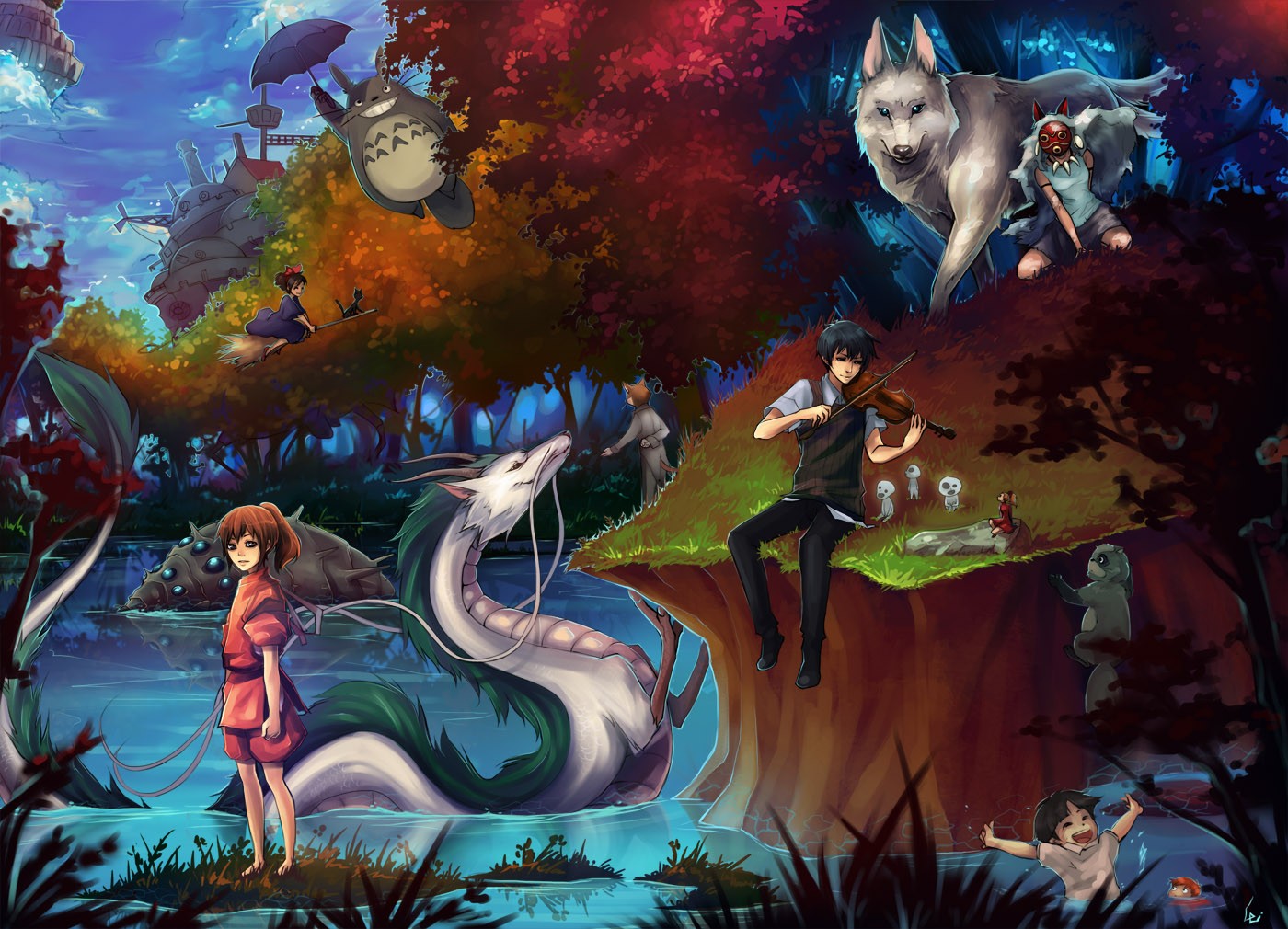 Studio Ghibli, Spirited Away, My Neighbor Totoro, Totoro, Princess Mononoke, Howls Moving Castle, Castle In The Sky, Ponyo, Arrietty, Kikis Delivery Service, Nausicaa Of The Valley Of The Wind Wallpaper