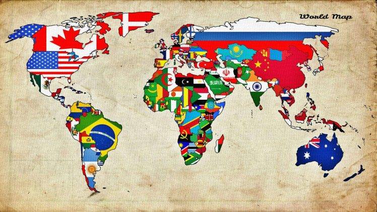 map, World, Countries, Flag HD Wallpaper Desktop Background