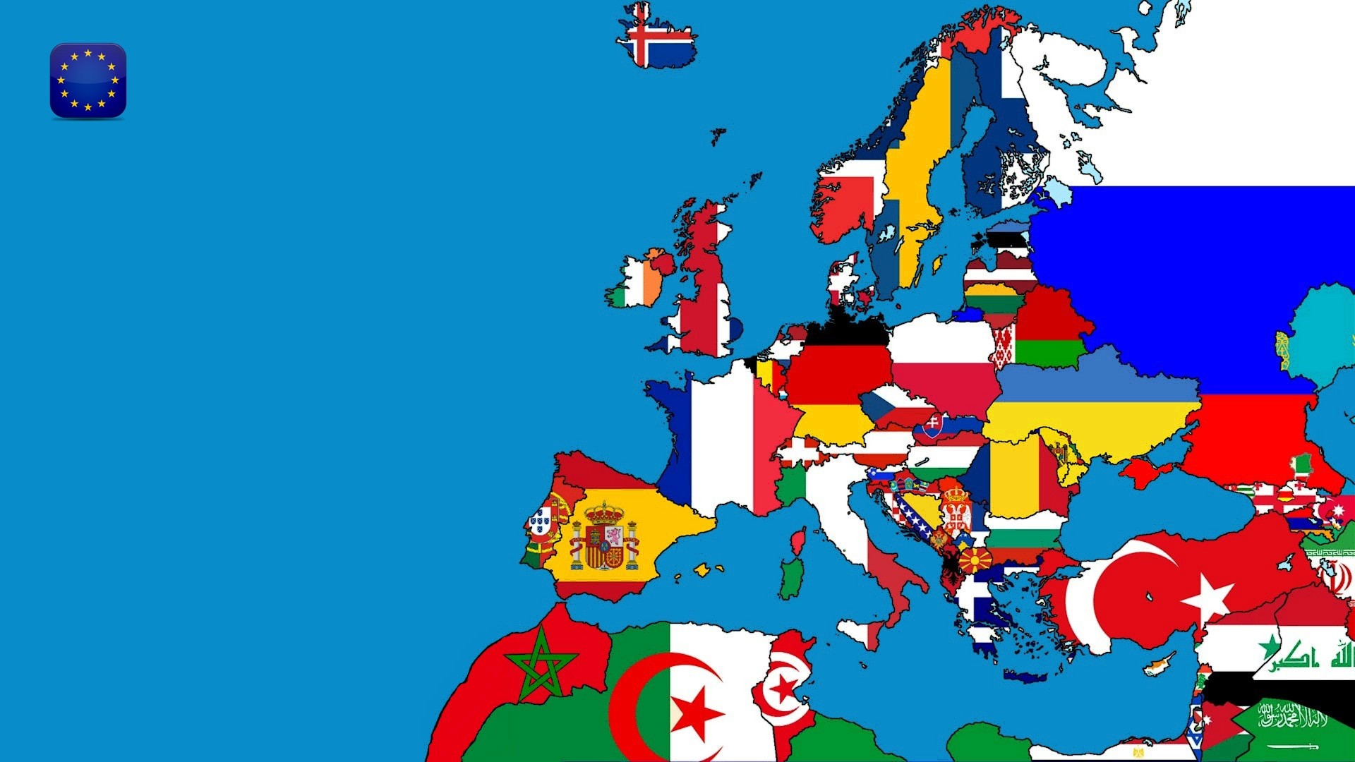 map, Europe, Countries, Sea, Flag Wallpaper