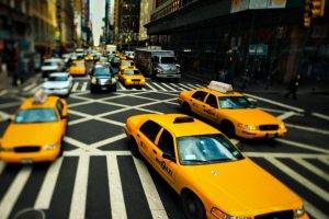 taxi, Street, New York City, Tilt Shift, Traffic