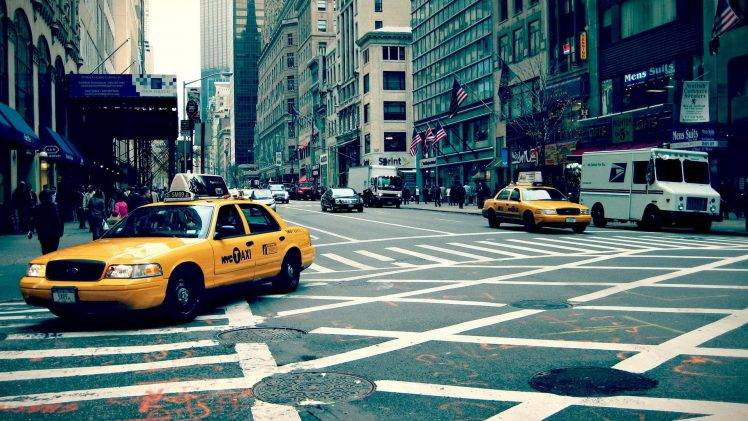 street, Traffic, New York City, Taxi HD Wallpaper Desktop Background