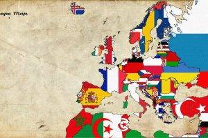 map, Europe, Old Map, Flag