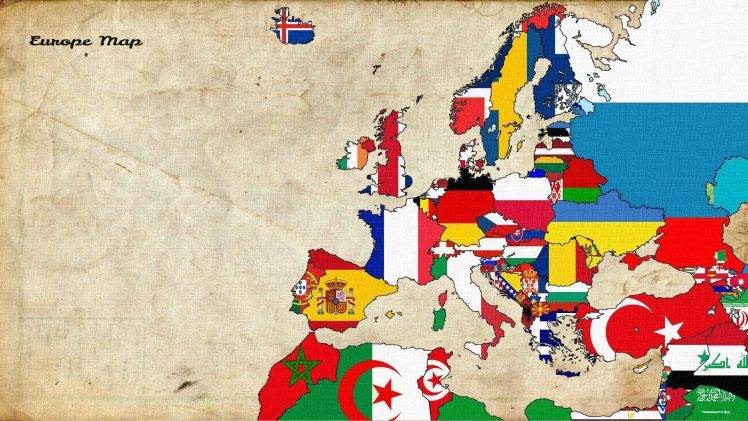 Europe, Old Map, Flag Wallpapers HD