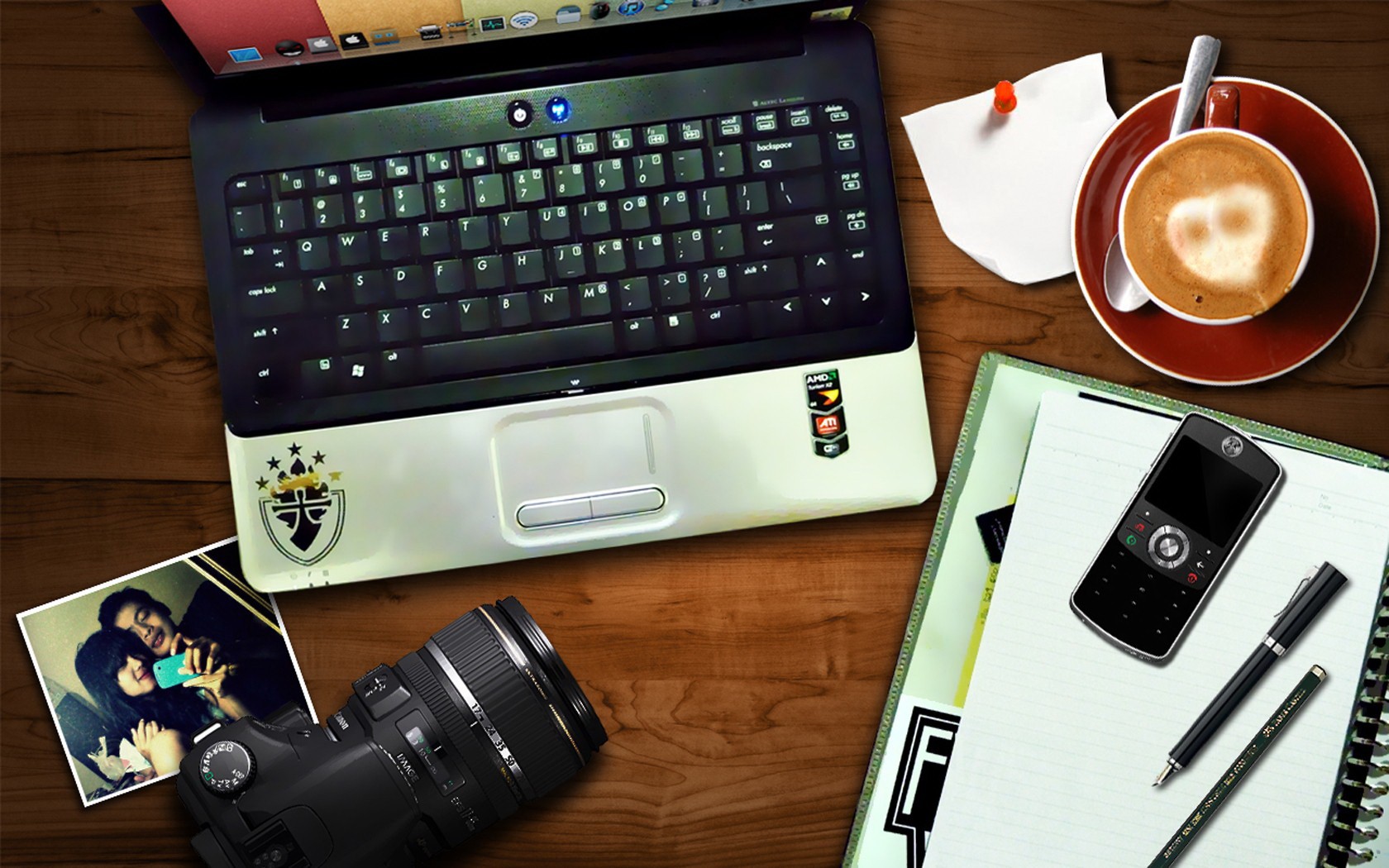 laptop, Phone, Cellphone, Camera, Coffee, Reflex Wallpaper