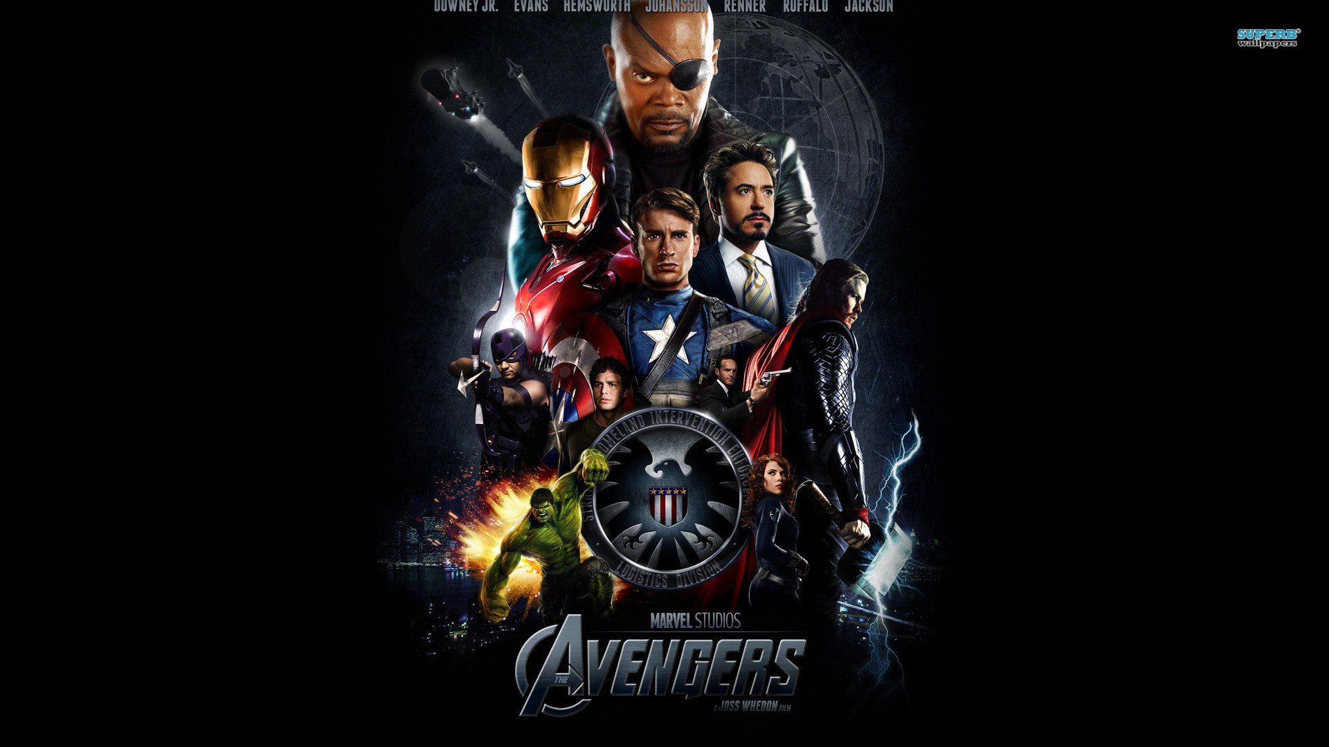 The Avengers, Tony Stark, Captain America, Black Widow, Hulk, Nick Fury, Iron Man, Hawkeye, Thor Wallpaper