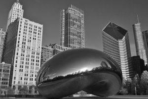 architecture, Skyscraper, Reflection, Chicago, Monochrome