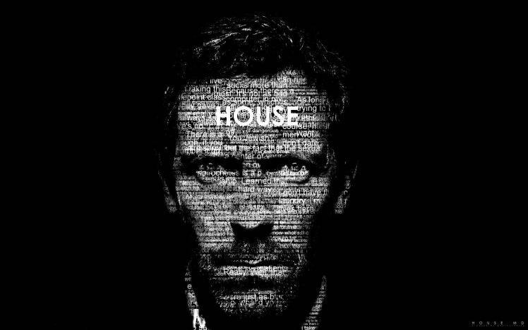 Gregory House, House, M.D., Hugh Laurie, Typographic Portraits HD Wallpaper Desktop Background