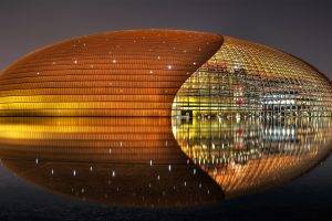 architecture, Stadium, China, Lights