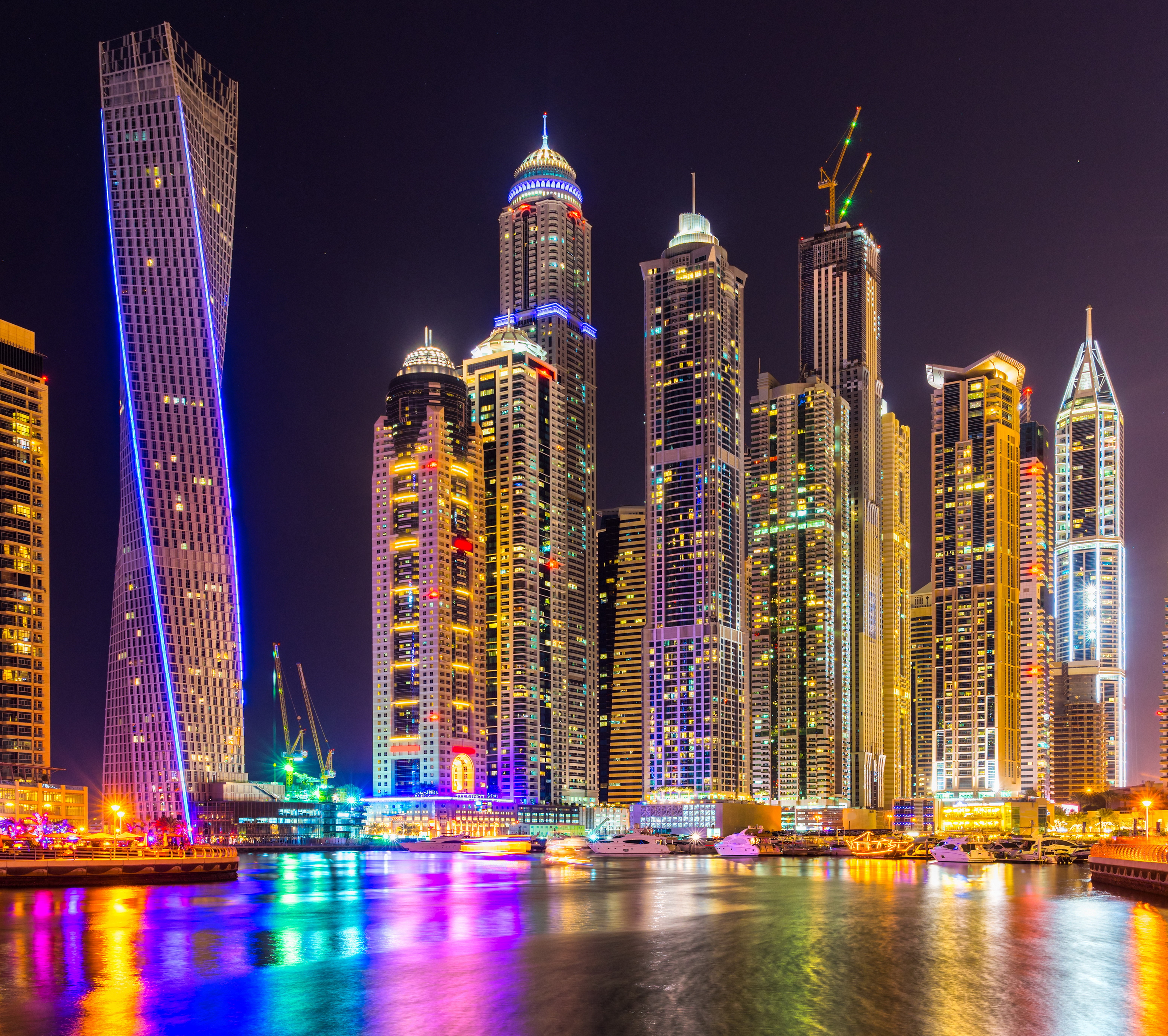 Dubai Cityscape City Skyscraper Building Lights 