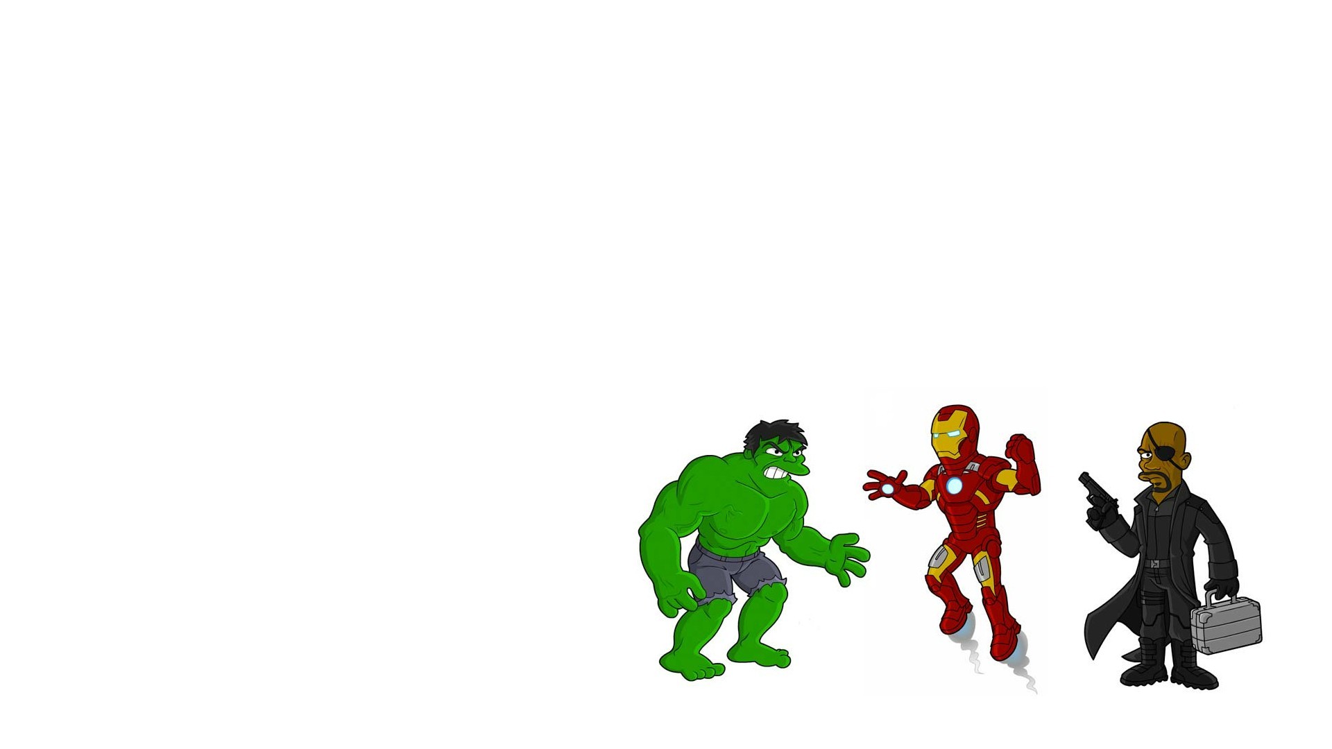Hulk, Iron Man, Nick Fury, The Simpsons Wallpaper