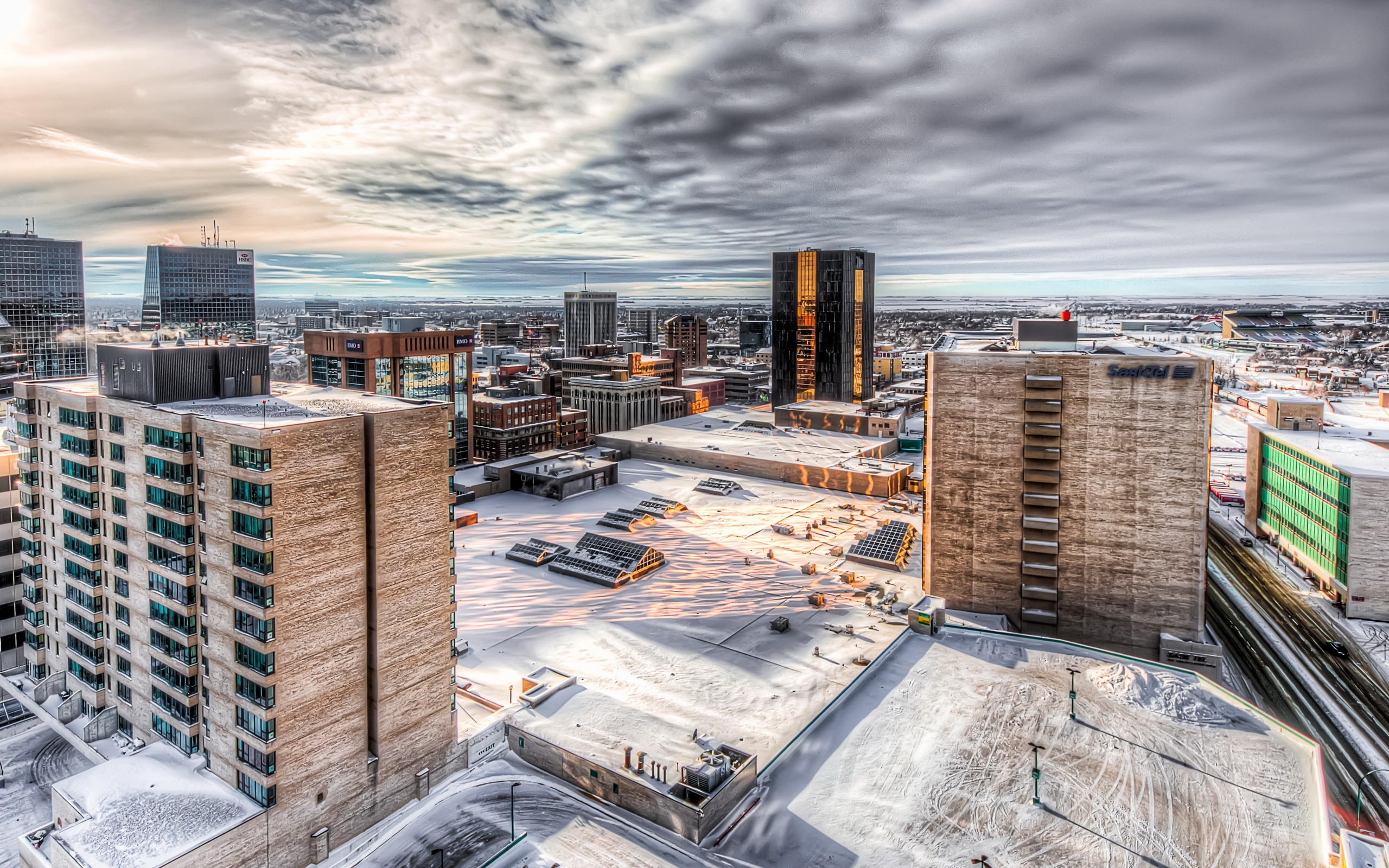 cityscape, Building, HDR, Snow, Clouds Wallpaper
