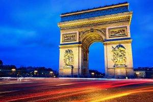 lights, Road, Architecture, Long Exposure, Cityscape, Light Trails, Arc De Triomphe, Arch, France