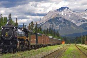 Alberta National Park, Steam Locomotive, Railway, Train, Mountain, Canada