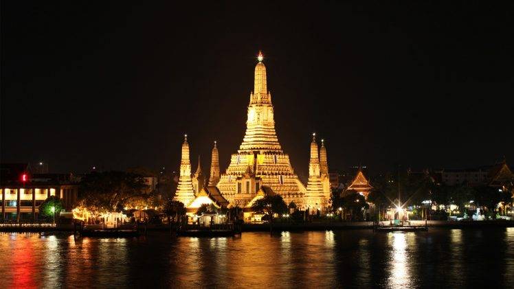 Bangkok, Lights, Night, Monument, Architecture HD Wallpaper Desktop Background
