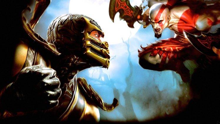 Mortal Kombat, Scorpion (character), Kratos, God Of War HD Wallpaper Desktop Background