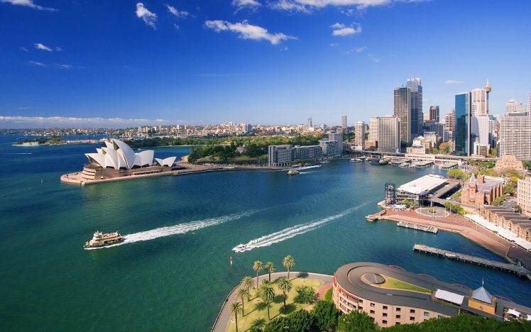 sea, Sky, Boat, Sydney Opera House, Sydney, Cityscape, Australia HD Wallpaper Desktop Background