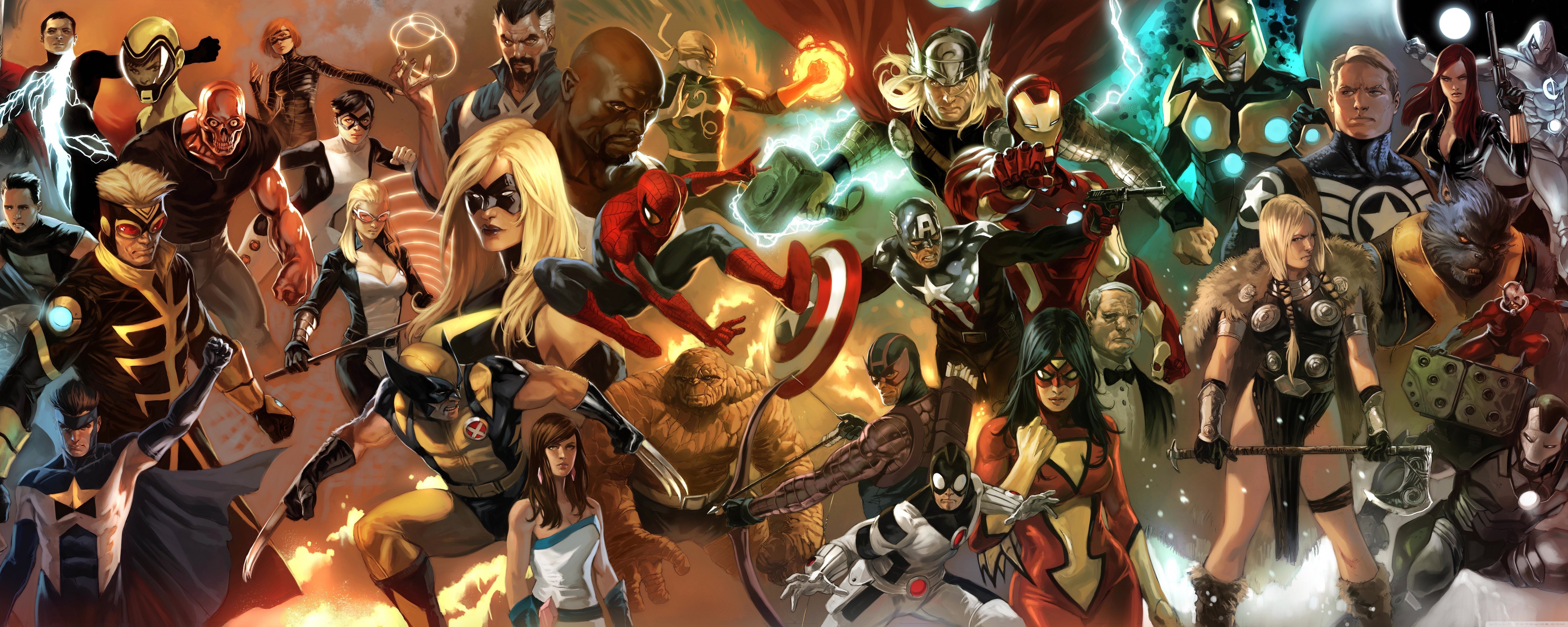 Iron Man, Spider Man, Wolverine, Captain America, Thor Wallpaper