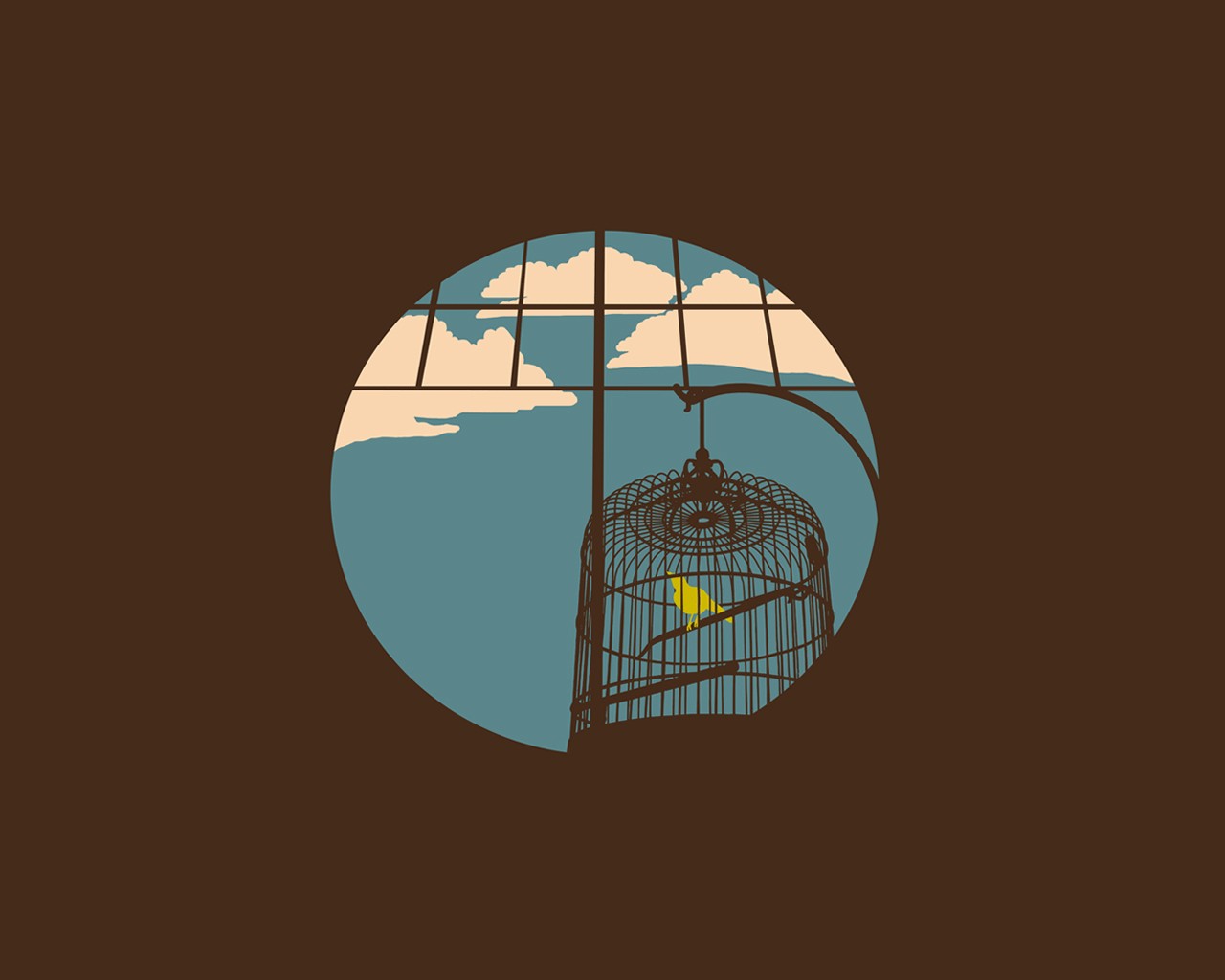 simple, Minimalism, Cages, Birds, Clouds, Sky Wallpaper