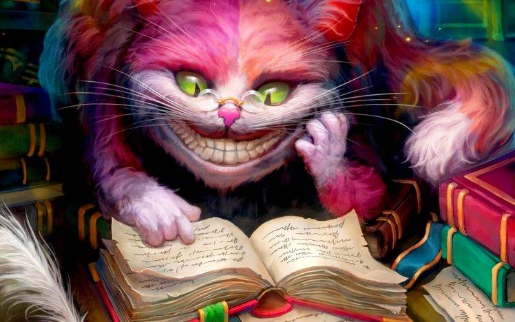 Alice In Wonderland, Cheshire Cat, Books, Smiling, Artwork HD Wallpaper Desktop Background