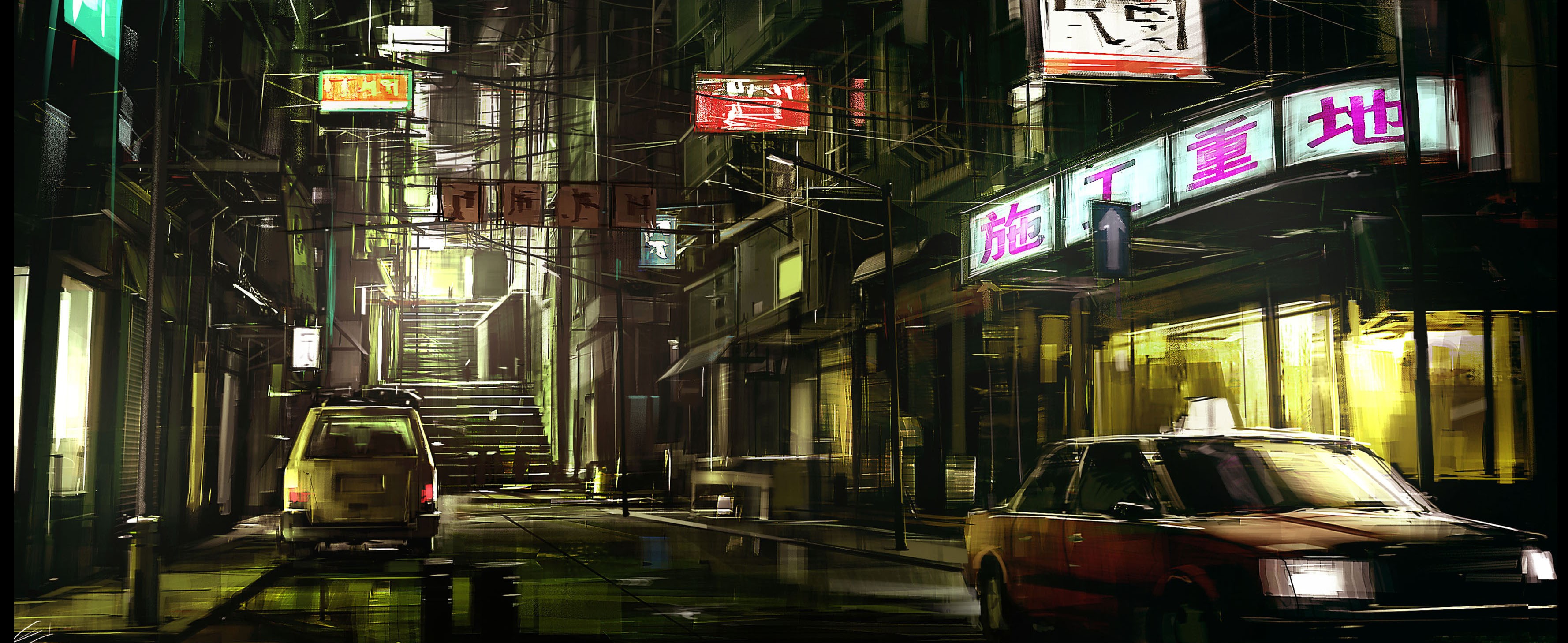 night, Cityscape, Japan, Car, Artwork, Street Wallpaper