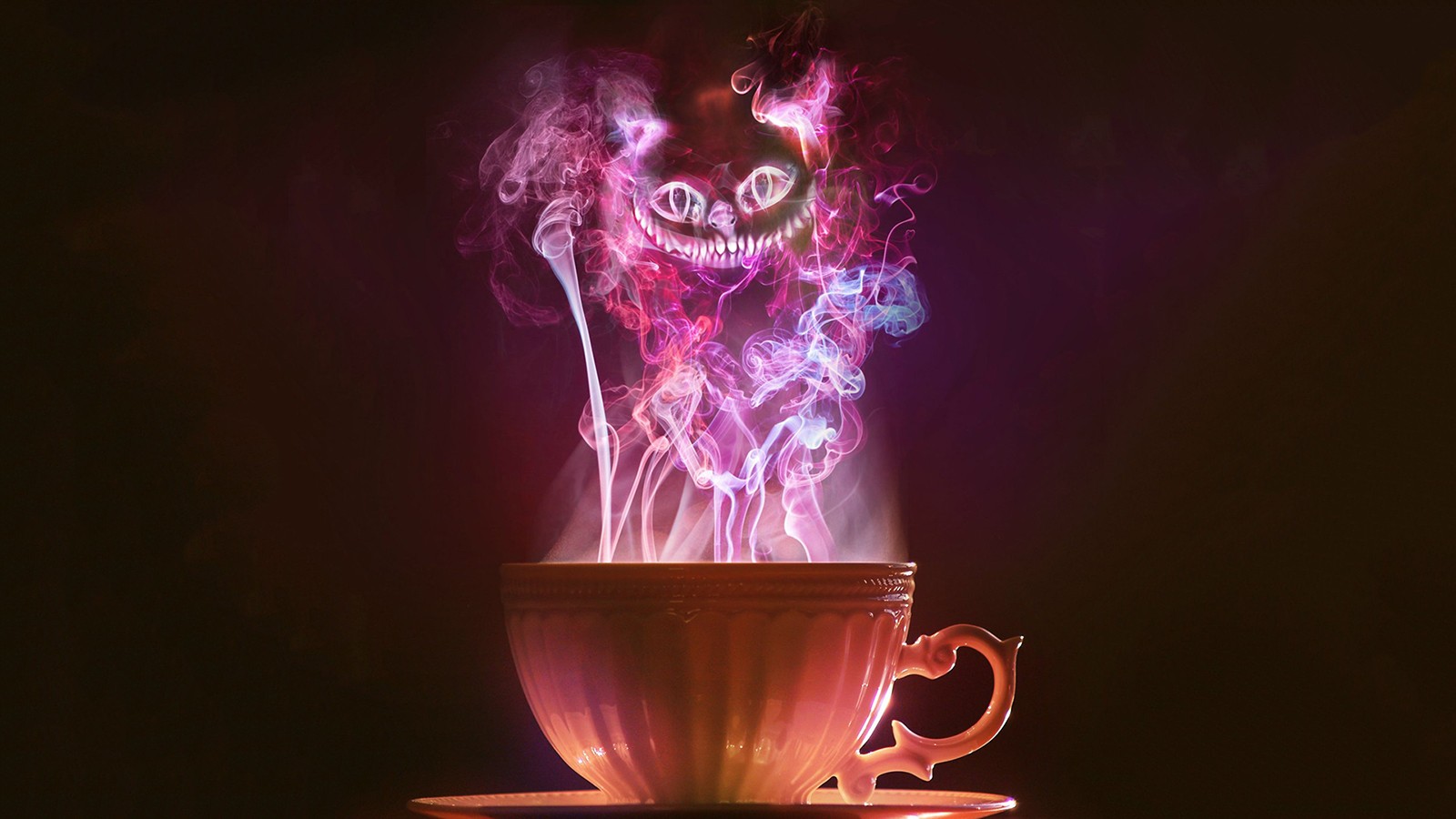 tea, Cup, Alice In Wonderland, Cheshire Cat, Smoke Wallpaper