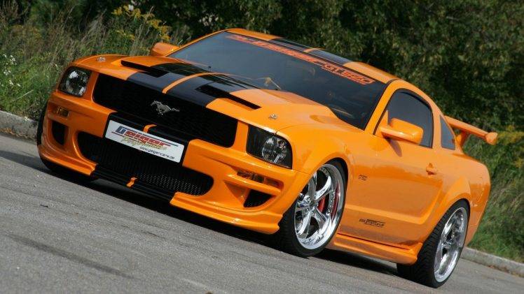 car, Tuning, Ford Mustang, Orange Cars, Vehicle HD Wallpaper Desktop Background