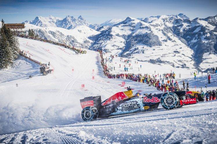 Formula 1, Max Verstappen, Kitzbühel, Red Bull Racing, Snow, Racing, Red Bull, Winter, Mountain HD Wallpaper Desktop Background