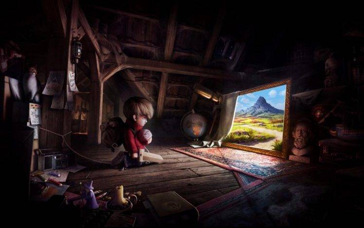 adventurers, Attics, Globes, Candles, Radio, Carpets, Sword, Cat, The Wormworld Saga HD Wallpaper Desktop Background