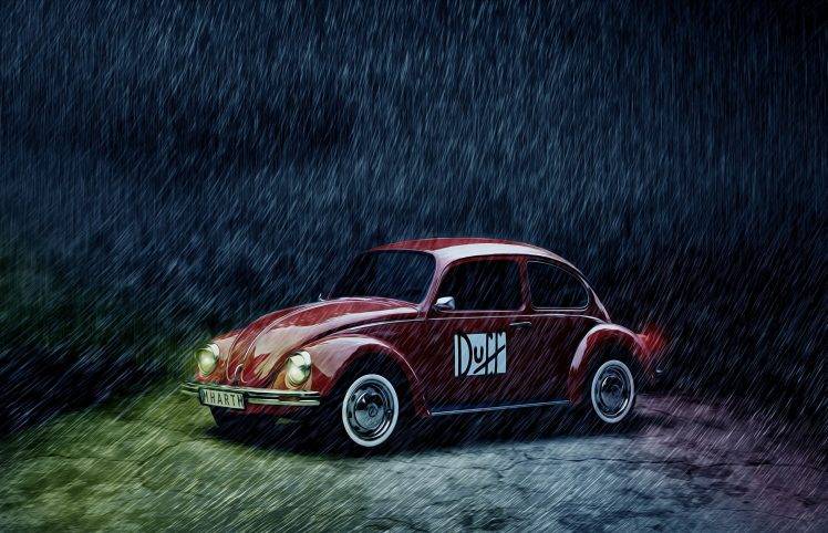 Volkswagen, Vehicle, Car, Rain, Volkswagen Beetle, Duff HD Wallpaper Desktop Background
