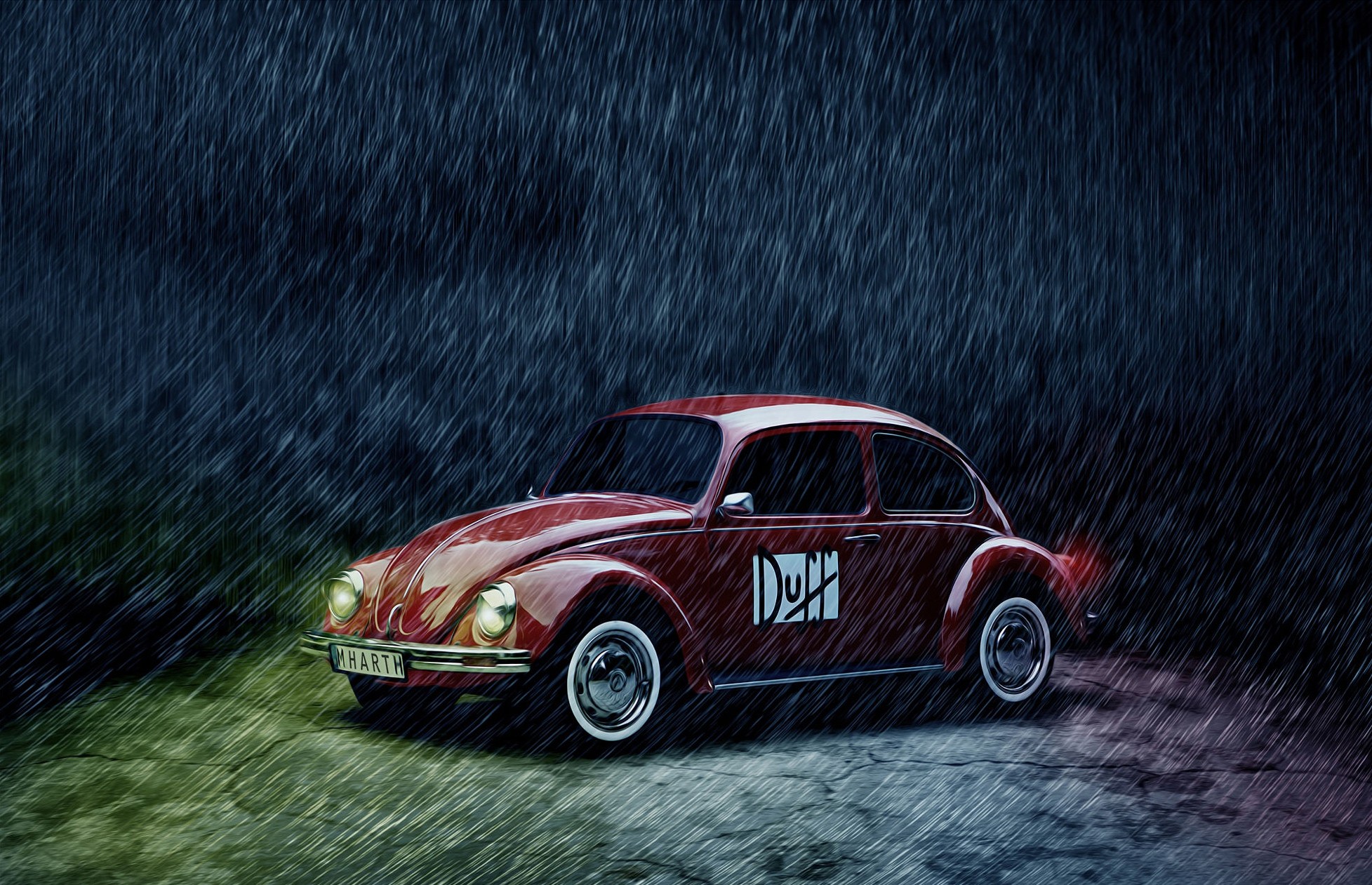Volkswagen, Vehicle, Car, Rain, Volkswagen Beetle, Duff Wallpaper