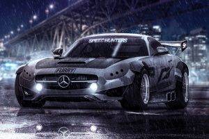 Mercedes SLS, Speedhunters, Car, Tuning, Need For Speed, Mercedes Benz SLS AMG, Rain, Depth Of Field