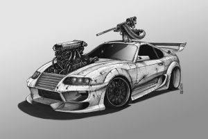 car, Toyota Supra, Artwork