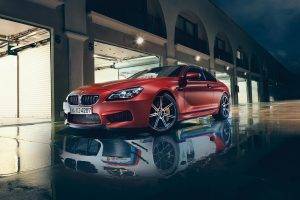 car, BMW, Sports Car, Urban, Building, Dtm, Reflection, Night, Lights, Garages, Red Cars, Coupe, BMW M6
