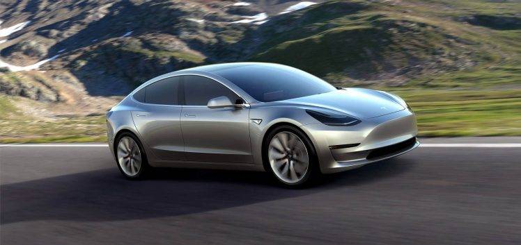 Tesla Motors, Model 3, Electric Car, Mountains, Road HD Wallpaper Desktop Background