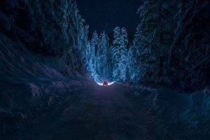 car, Snow, Night