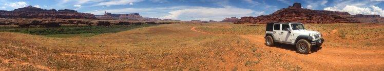desert, Rocks, Sand, Car, Grass, Mountains, Sky, Panorama, USA, North America HD Wallpaper Desktop Background