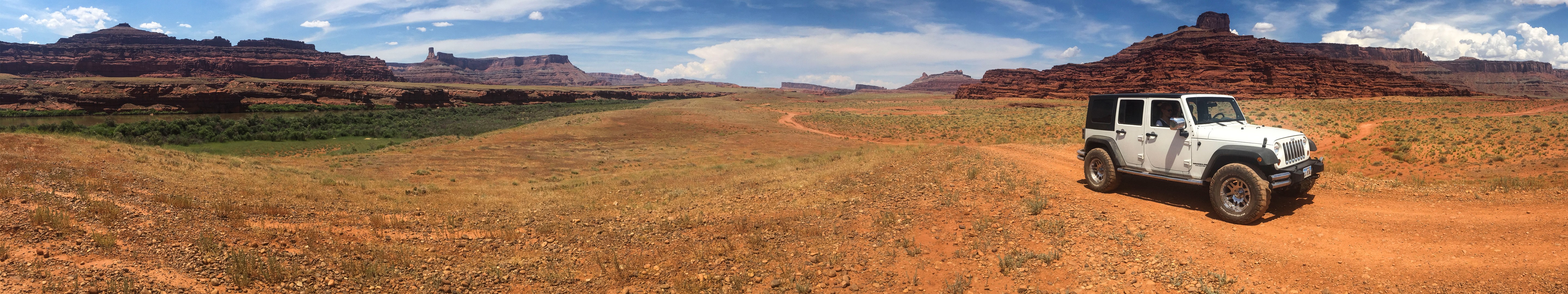 desert, Rocks, Sand, Car, Grass, Mountains, Sky, Panorama, USA, North America Wallpaper