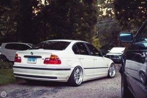 car, BMW M3 E46, Stance, Lowered, Trees, Tuning, BMW, White, German Cars