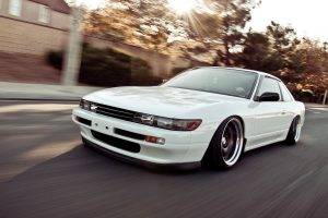 car, Nissan Silvia S13, Road, Stance, Tuning, Lowered, Trees, JDM, S13, Silvia S13