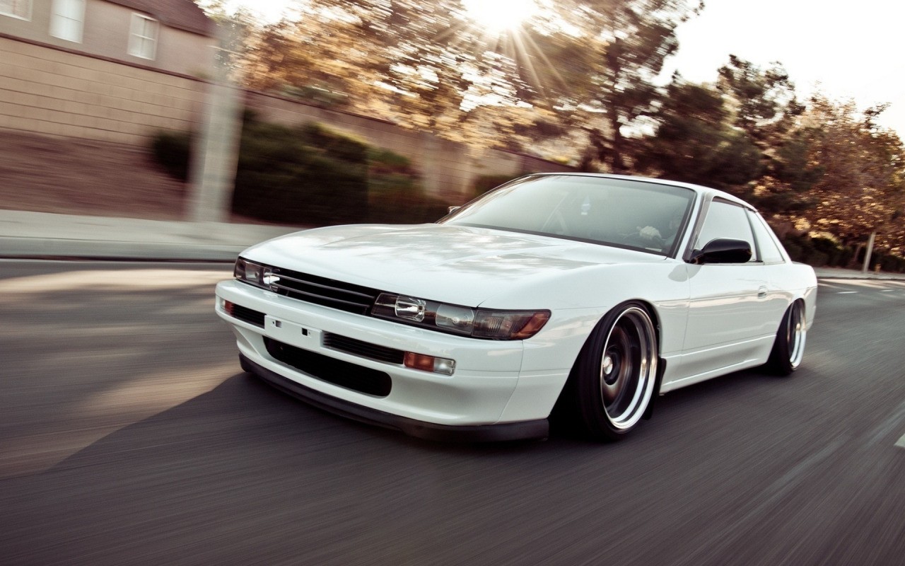 Car Nissan Silvia S13 Road Stance Tuning Lowered Trees JDM S13 Car Nissan Silvia S13 Road Stance Tuning Lowered Trees JDM S13