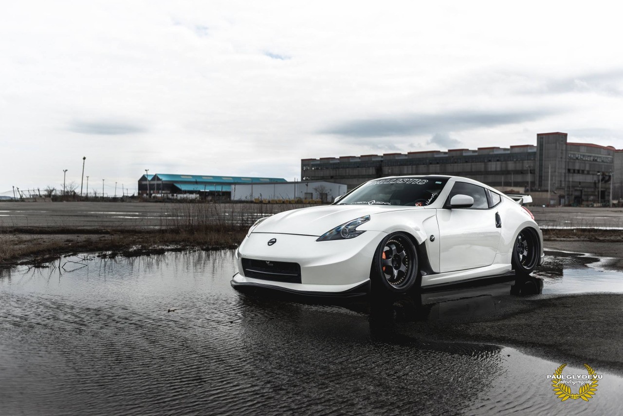 car, Nissan 370Z, Stance, Tuning, Lowered, JDM, Route, Puddle, Factories, Dry Grass Wallpaper