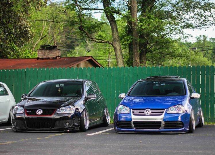 car, Volkswagen Golf Mk5, Stance, Tuning, Lowered, German Cars, Trees, Parking, Hellaflush, Vehicle HD Wallpaper Desktop Background