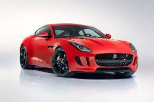 Jaguar F Type Coupe, Car, Red Cars, Vehicle, Gray Background, Side View