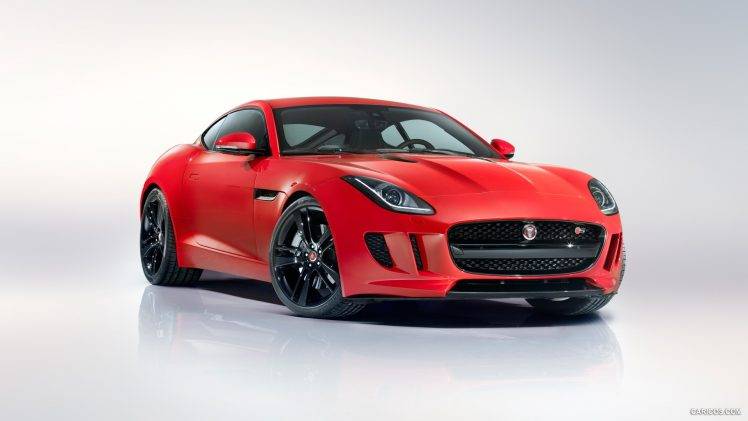 Jaguar F Type Coupe, Car, Red Cars, Vehicle, Gray Background, Side View HD Wallpaper Desktop Background