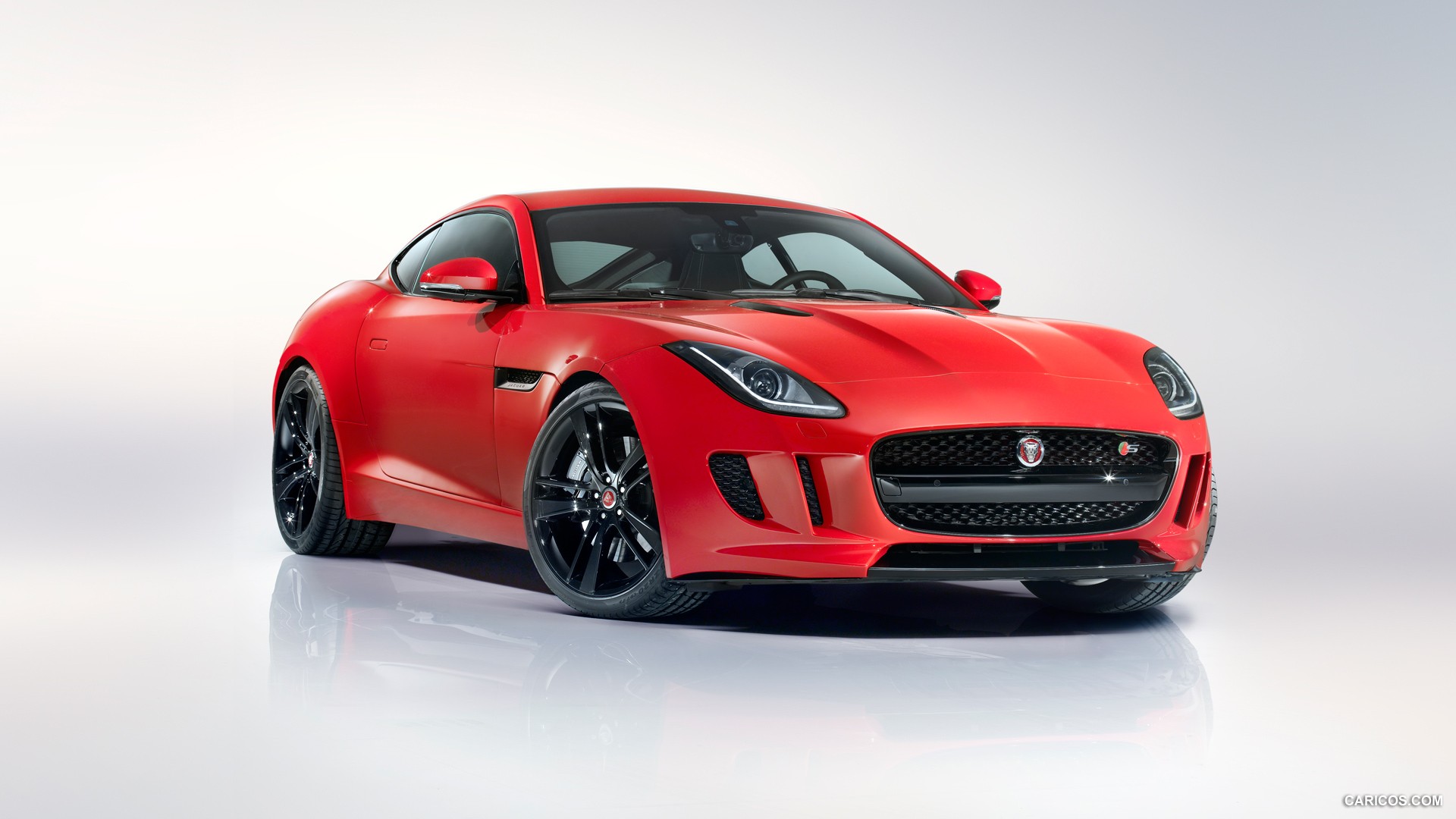 Jaguar F Type Coupe, Car, Red Cars, Vehicle, Gray Background, Side View Wallpaper
