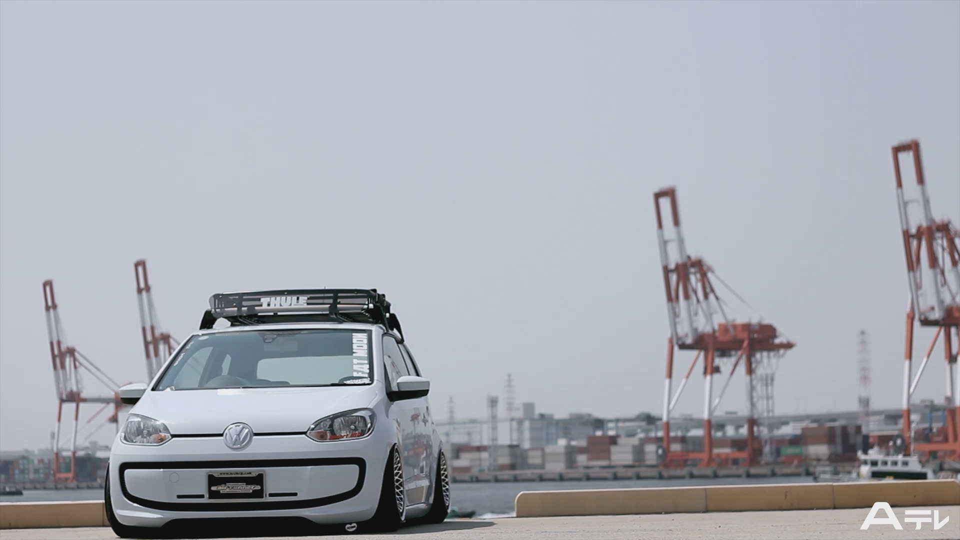 Volkswagen Up!, Volkswagen, Air Ride, Airride, Harbor, Car, Tuning, Light Blue, Stance, Fatmoon, Japan Wallpaper