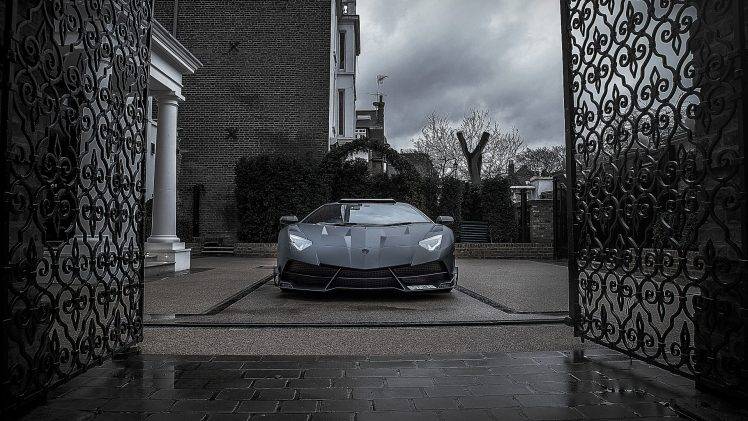 Lamborghini, Gates, Black, Car, Building, Vehicle HD Wallpaper Desktop Background