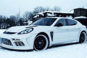 car, Porsche Panamera, Snow, Porsche, White Cars