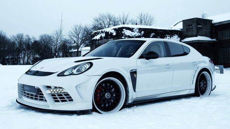 car, Porsche Panamera, Snow, Porsche, White Cars HD Wallpaper Desktop Background